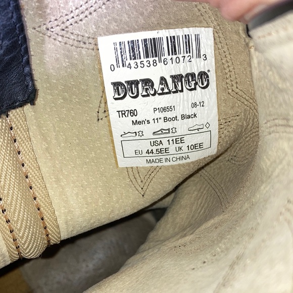 DURANGO Mens Black Oil Resistant Leather Western 11” Boots Size 11EE - Picture 11 of 12